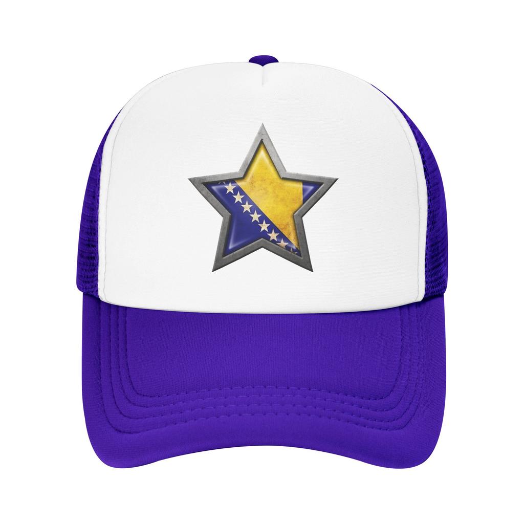 Bosnia and Herzegovina Flag Star Mesh Baseball Caps Unisex Fashion Sun Hat Hat Adjustable Summer Trucker Cap