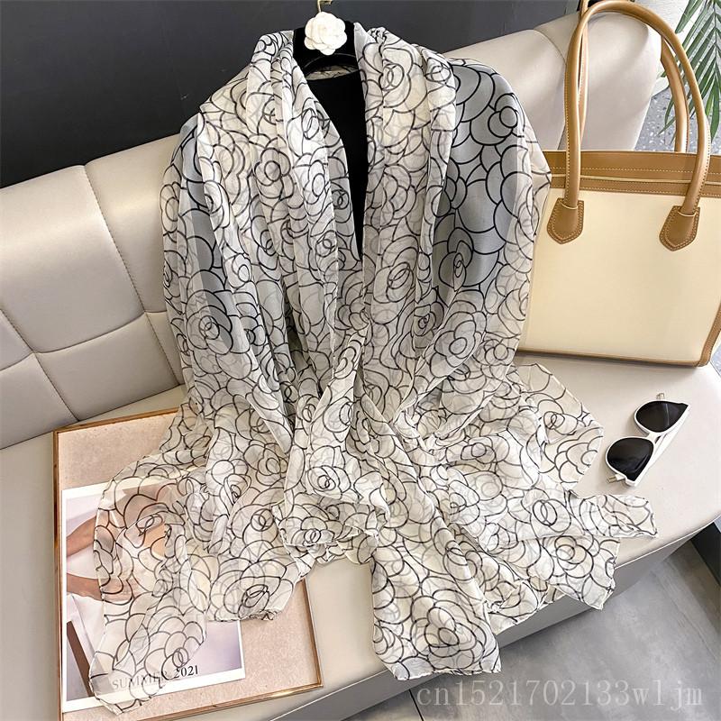 New Spring Large Female Summer Silk Thin Hijab Wraps Women Elegant Floral Scarf Shawl Pashmina Beach Stoles Bufanda Foulard
