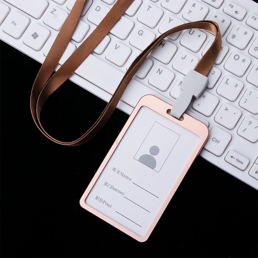 Zinc Zinc Alloy Security Identity Business Certificate Cover Work Badge ID Card Holder Pass Tag with Lanyard