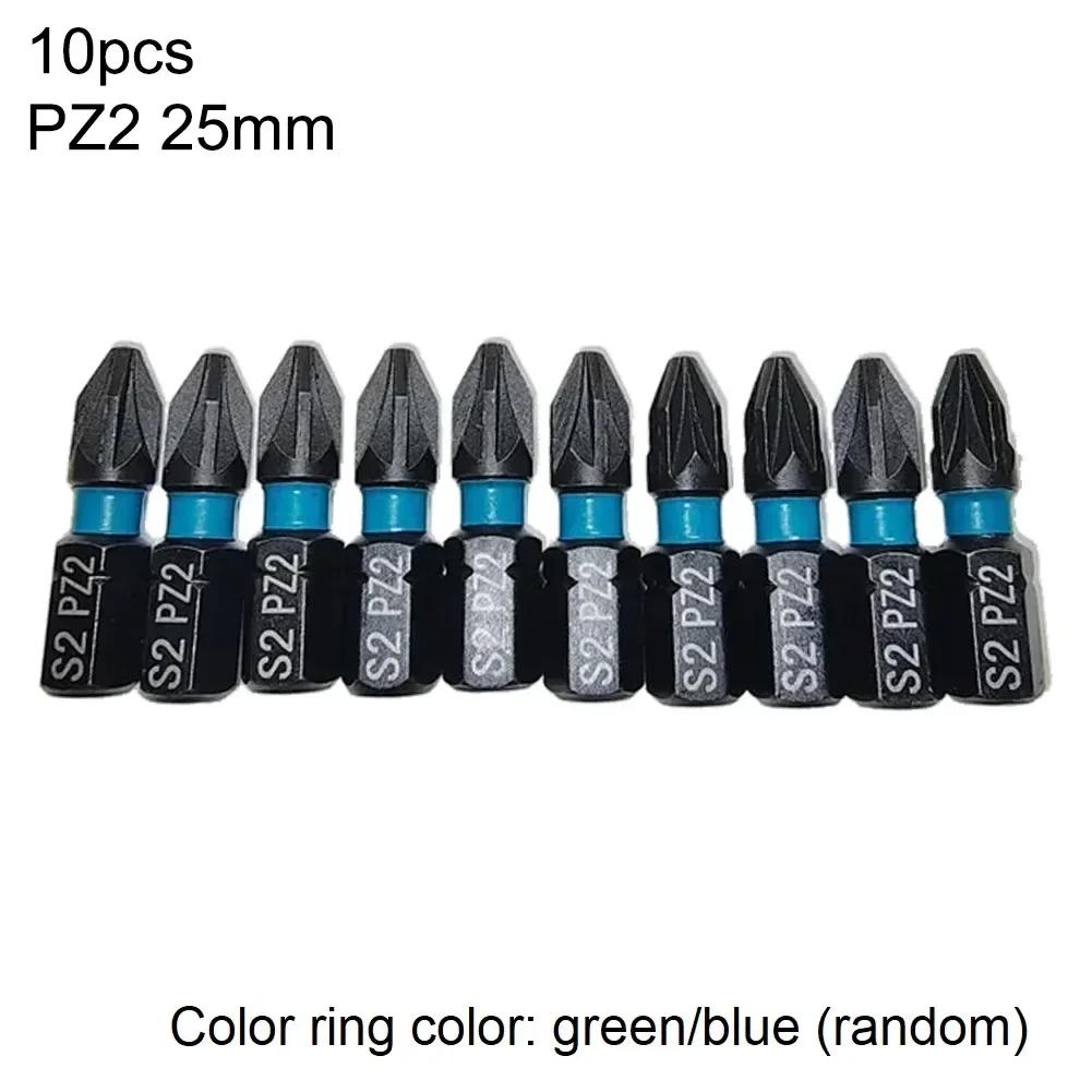 10PCs Magnetic Batch Head Alloy Steel Screwdriver Bit 25mm PZ1 PZ2 PZ3 Screwdriver Bit Hex Shank Driver Bit Hand Tools