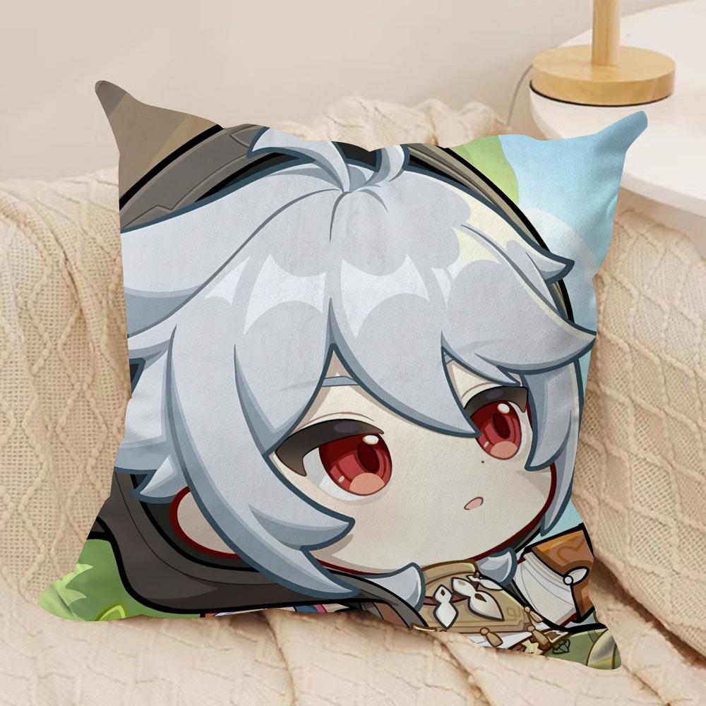 Razor Cute Cute Genshin Impact Cushion Cover Silky Short Plush Invisible Zipper Dustproof Sofa Pillow Case For Home Decor