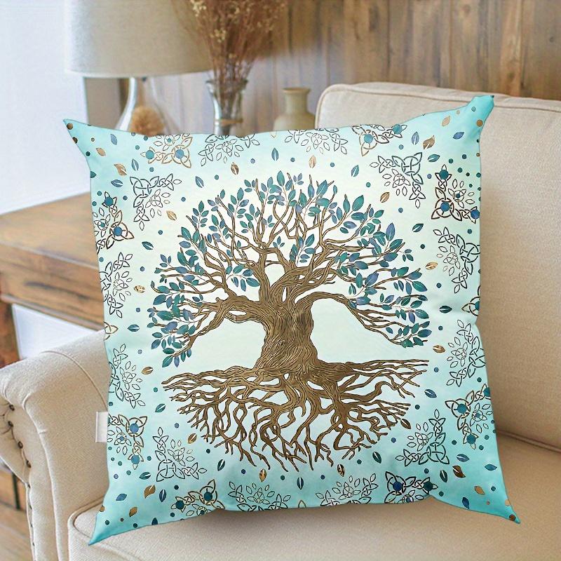 1pc Modern Tree of Life Cushion Cases Botanical Floral Throw Pillows with Sun and Moon Designs Perfect for Sofa and Couch Decor