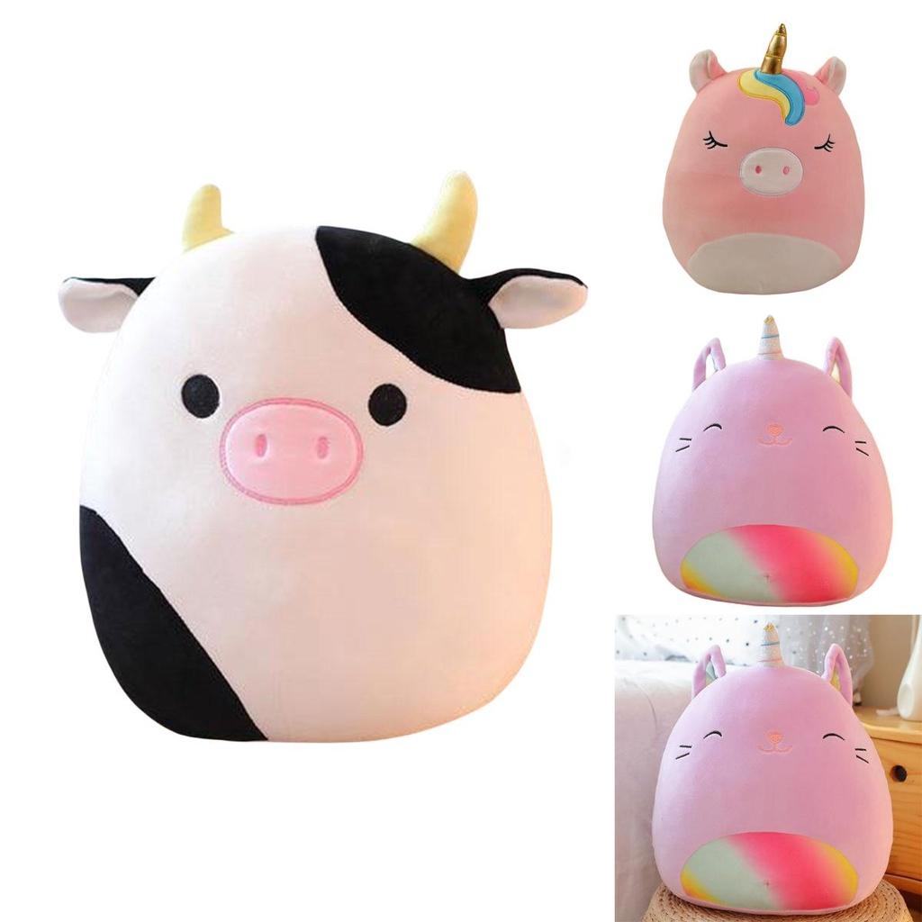 Soft Plush Unicorn And Cow Pillow Cushion Cartoon Animal Stuffed Toy For Girls 35cm