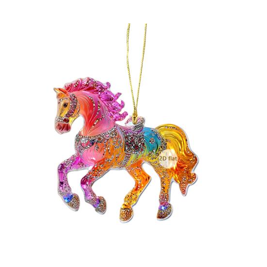 Yousheng Horse Theme Acrylic Ornament 2D Flat Print Hanging Pendant for Horse Lovers Christmas Tree Decor And Equestrian Gift