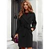 Women's  Winter Fashion Slim Fit Waist Belt Flip Collar Woolen Coat Trench Coat Trench Mid-length Coat