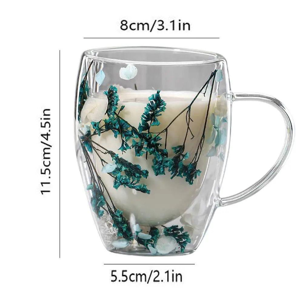 С ручкой Кружка с сухоцветом Разнообразная кружка с двойными стенками для кофе Прозрачные стеклянные чашки Молочный шоколад
