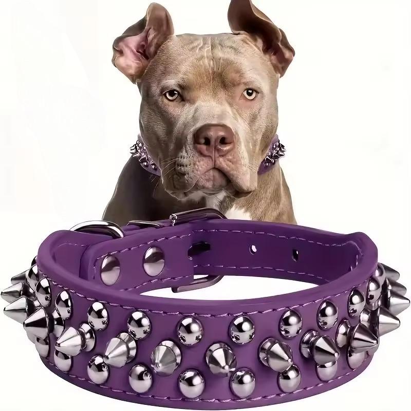 Adjustable PU Leather Pet Dog Collar Punk Rivet Dog Collar Spike Dog Neck Strap Suitable for Small Dogs and Cats