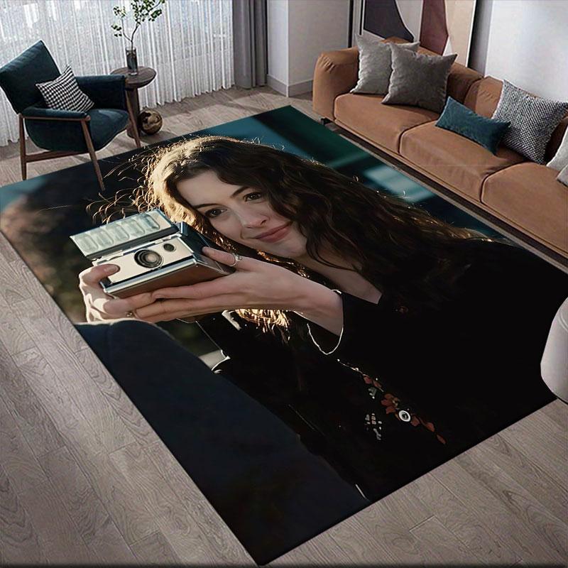 Hathaway Flannel Printed Carpet, Home Sofa Decoration for Living Room & Bedroom, Non‑Slip Play Flannel Floor Mat for Game Room