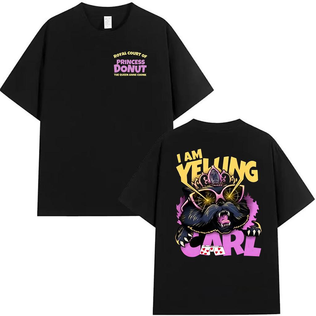 2027 Cool I Am Yelling Carl Two Sides Princess Donut T Shirt Dungeon Crawler Carl Game Cosplay T-shirt Unisex WoUnisex Vintage Short S