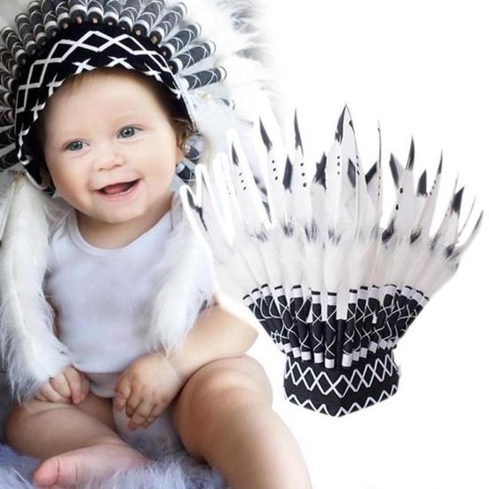 Children Party American Native Indian Synthetic Feather Headdress Hat Photography Prop