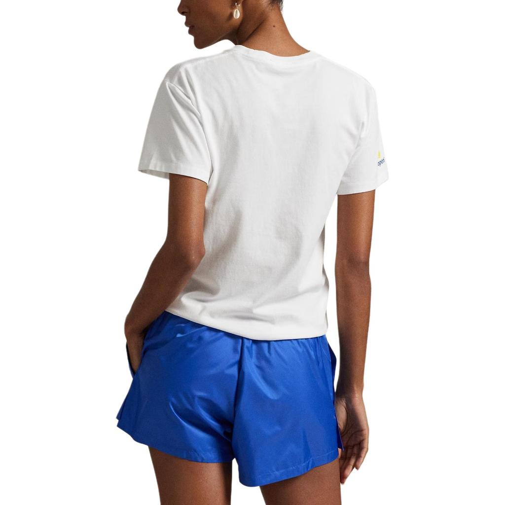 Polo Ralph Lauren Поло Медведь Серия US Open Свободный крой Принт Медведя Круглый вырез Короткий рукав Футболка Женские топы 211A89206-001