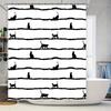 Black Cat Shower Curtain Modern Bathroom Decor for Cats Lovers Silhouette Pattern Easy Installation In Bathtub or Shower Area (W