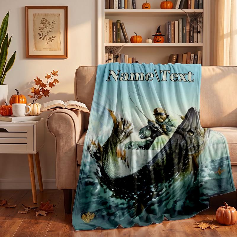 fishing Custom Flannel Blankets Soft Warm Cozy Throws for Home Decor Holiday Gifts