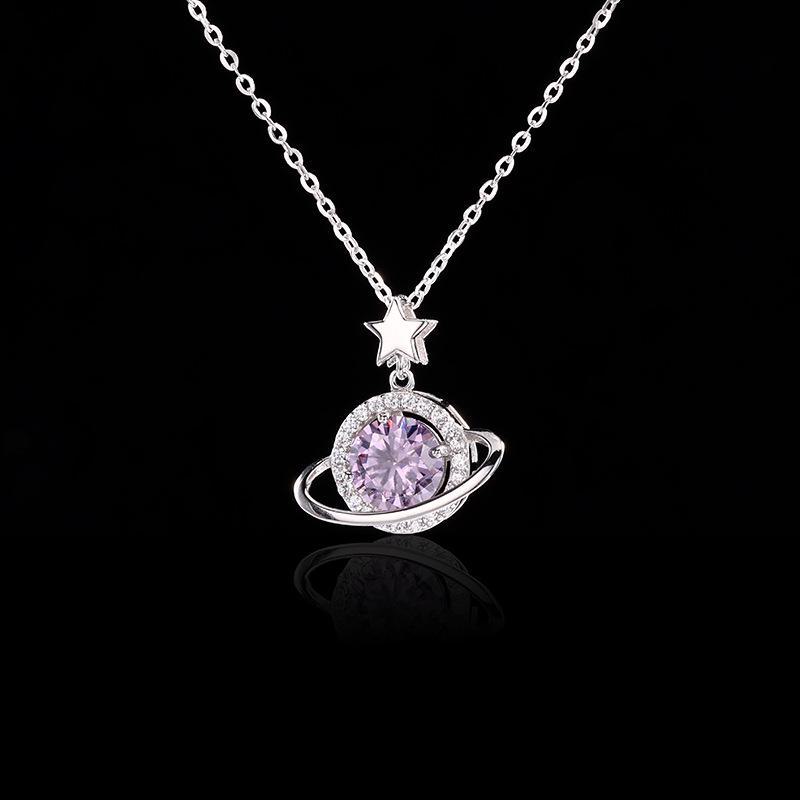 Ожерелье из лавандового циркона из серебра 925 пробы: Универсальный, Роскошный, Продвинутый Нишевый Дизайн