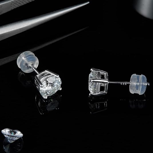 Zanlong 11447 Hot Sales Womens Jewelry Plated 18k White Gold Diamond Luxury Round Colored Gemstones Moissanite 925 Stud Earing