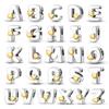 Цвет меди 26 золотых шармов-бусин с буквами в форме сердца, подходят для оригинальных браслетов 3 мм, модный креативный подарок на день рождения, ювелирное украшение