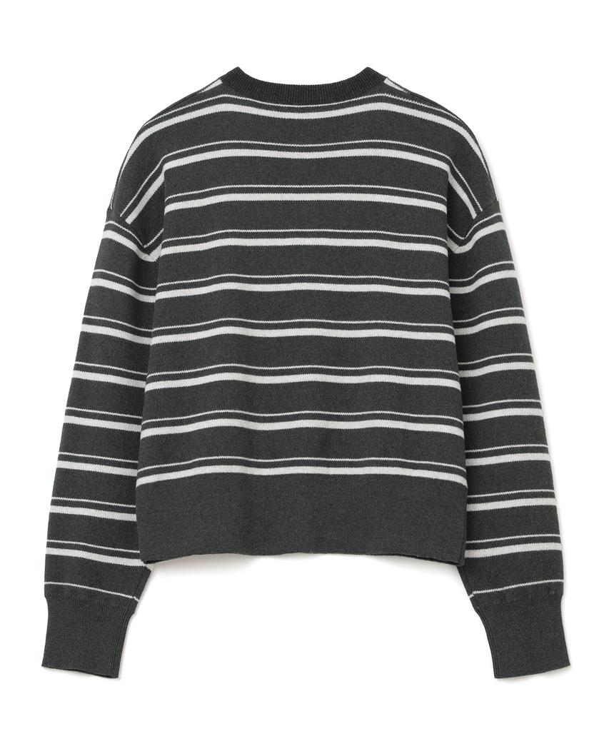 MILLO ARCHIVE Fuzz Stripe Henley Neck Knit [Charcoal]