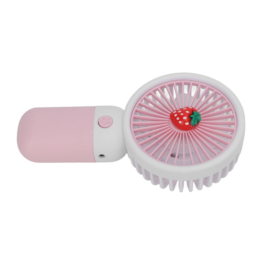 Handheld Fan Cartoon Strawberry Look USB Charging Portable Rechargeable Fan Portable with Lanyard Fo