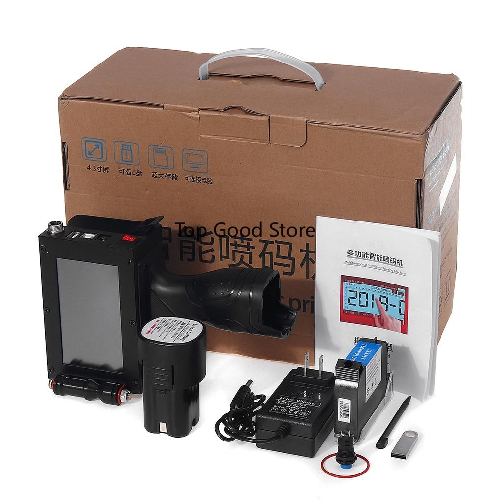 Ручной принтер для печати этикеток с сенсорным экраном, струйный USB-принтер QR, машина для автоматического кодирования серийной воды, дата производства, английская система.
