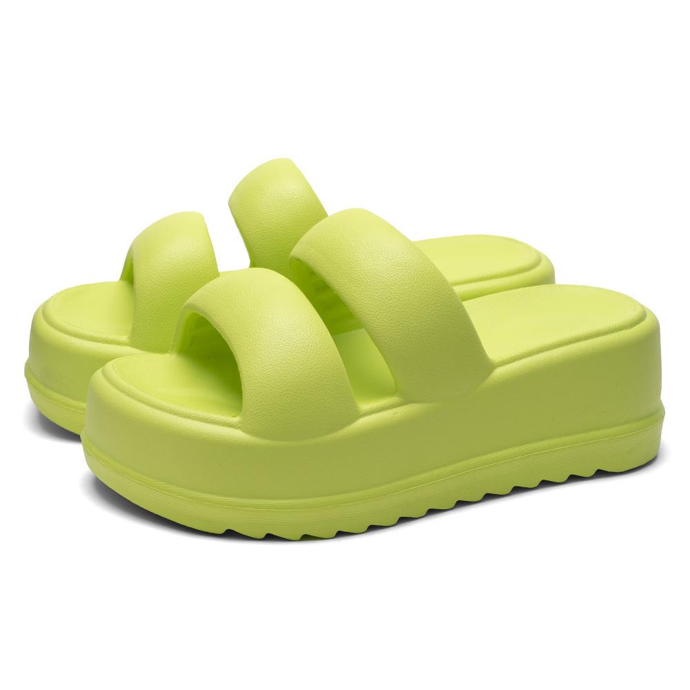 Новые женские шлепанцы на танкетке с толстой подошвой из ЭВА - платформа высотой 7 см, удобный дизайн с зажимом на носке