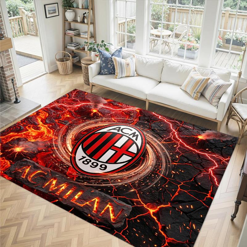 Дизайн AC Milan Кристальный Велюровый Ковер Уютный Не?Нескользящий ковер с принтом для спальни, гостиной, прихожей
