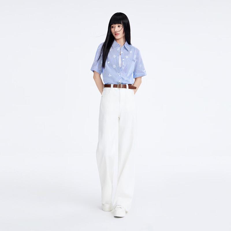 Navigare Women's Striped Cotton Short-Sleeve Shirt Jacket