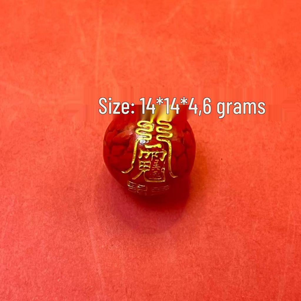 Original Gold-Plated Cinnabar Turtle Shell Fu Plaque and Gourd Pouch Accessories