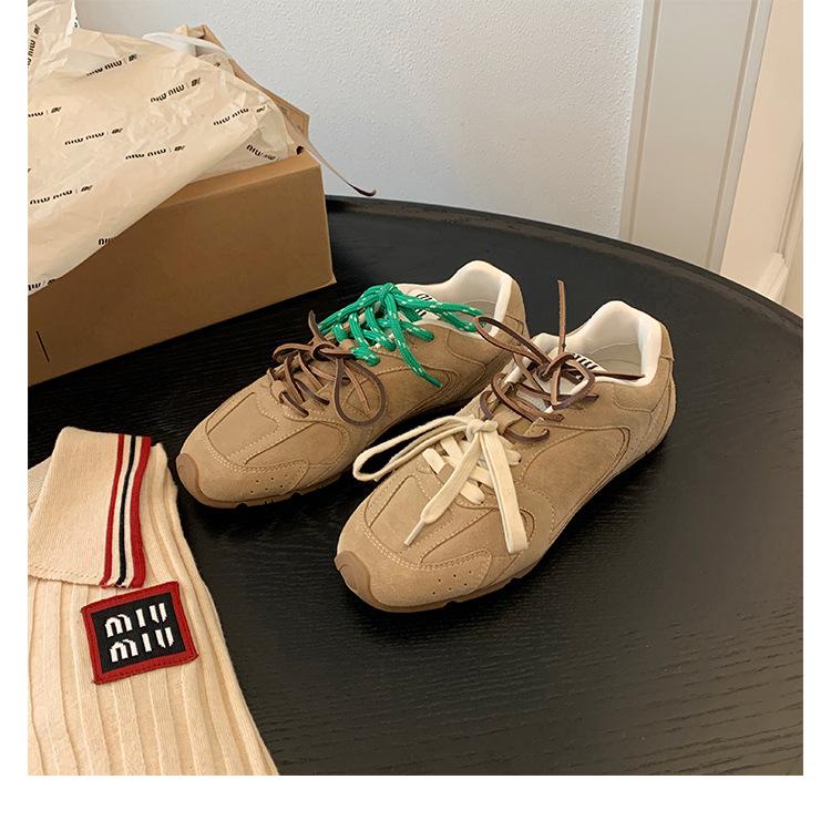 Виноградная Мама Лондонский Колледж~ Кожаные шнурованные универсальные дышащие повседневные туфли на плоской подошве в стиле Форреста Гампа женские спортивные тренировочные туфли