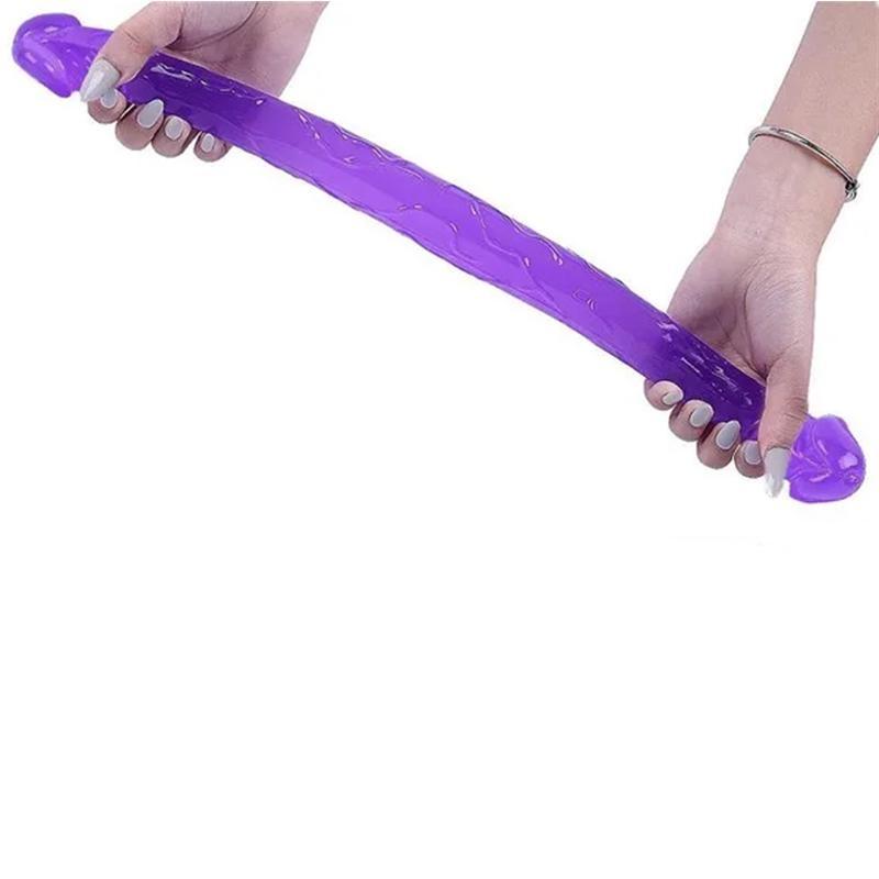 Женский фаллоимитатор с двойной головкой, водонепроницаемые и гибкие игрушки для взрослых, товары для взрослых