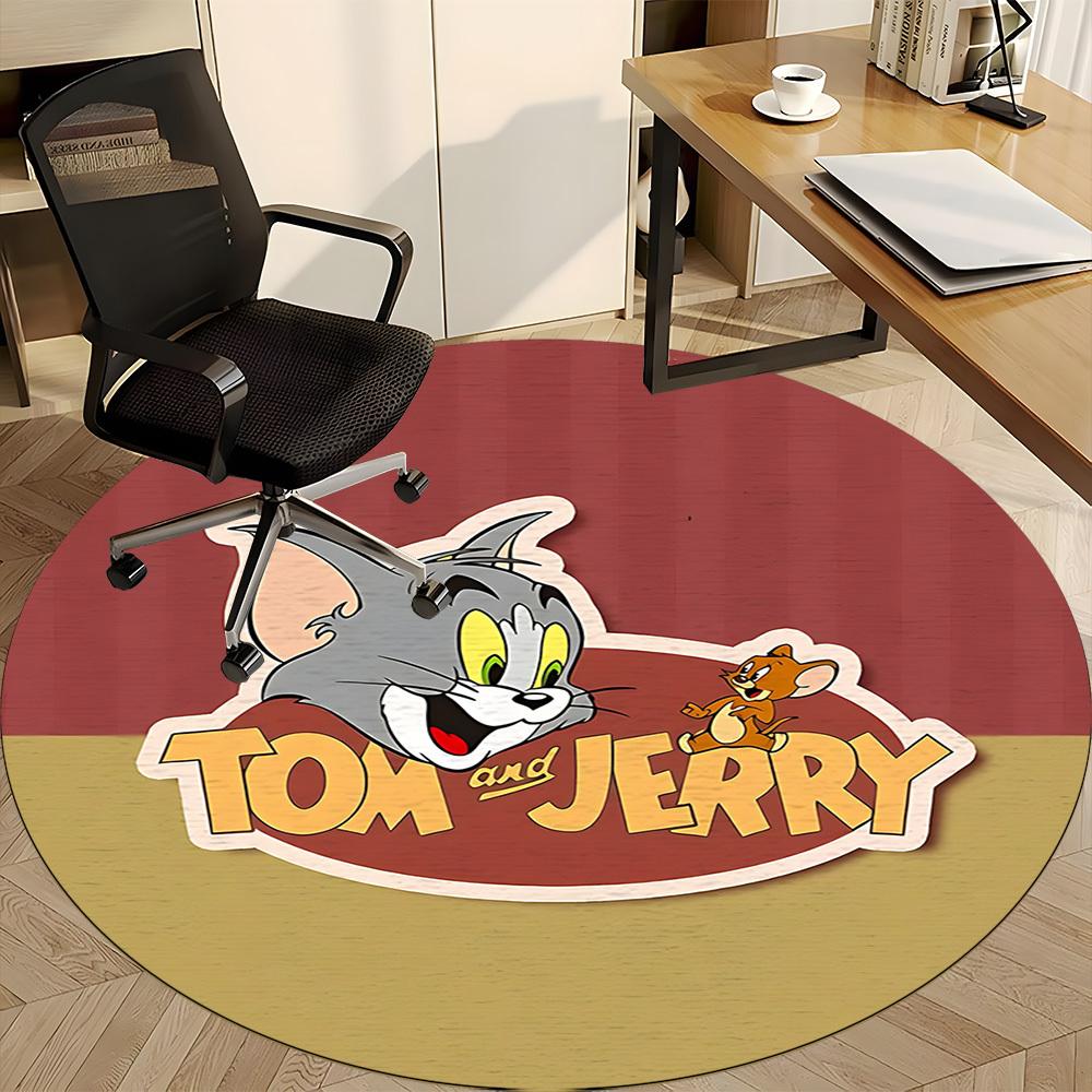 1pc Tom Jerry Office Round Area Rug,Bedroom Living Room Home Decor, Room Deco a1016061