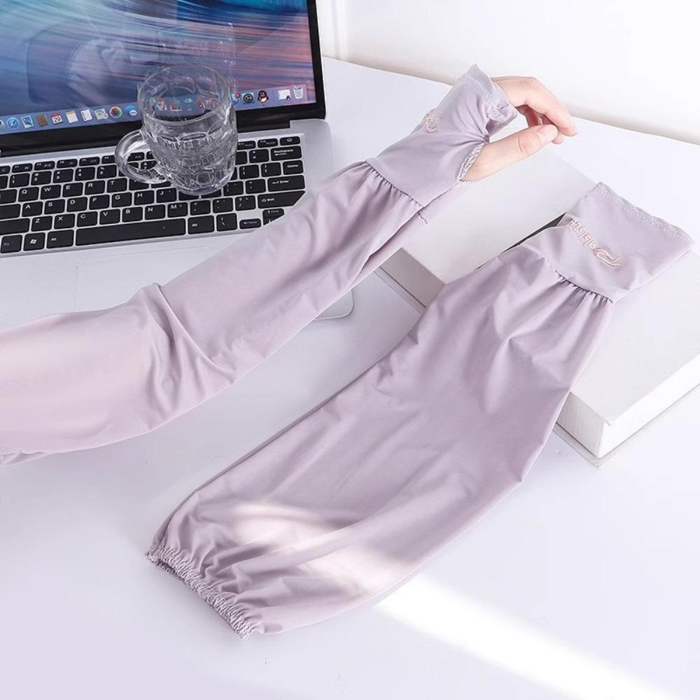 2PCS/Pair Soft Loose Ice Silk Sleeves Long Length UV Protection Sleeves  Summer