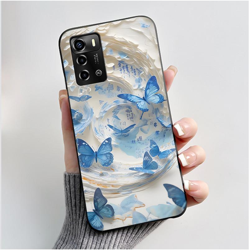 Casing For ZTE Blade A72 4G V40 Vita Phone Case Shell Aesthetic Cute Cat Astronaut Fashion Matte Black Protective Soft TPU Cover