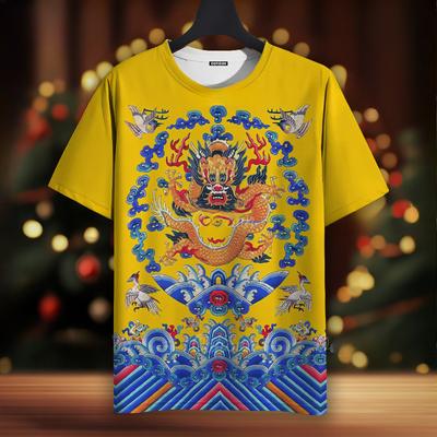 Летний топ с круглым вырезом и принтом 3D-дракона, модные повседневные футболки с короткими рукавами для мужчин