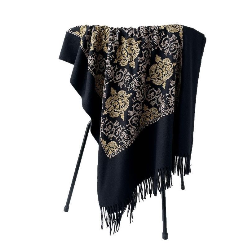 Autumn and Winter Long Imitation Cashmere Fringed Embroidered Scarf Air Conditioner Shawl Cashew Embroidered Shawl Summer Scarf Women