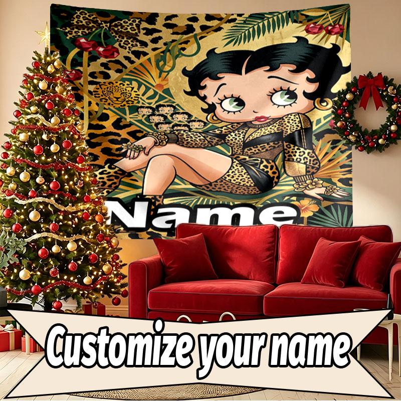 Custom Name Personalized Betty Boop Print Tapestry, Wall Art Decor, Bedroom, Dorm, Apartment, LivingRoom, Party Backdrop, Gift for Birthday