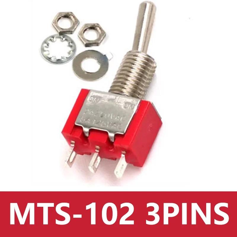 10pcs 3/6 Pin Mini Switches MTS-102 103 MTS-202 203 Toggle Switch ON-OFF-ON Micro Switch with Solder Terminal Waterproof Cap