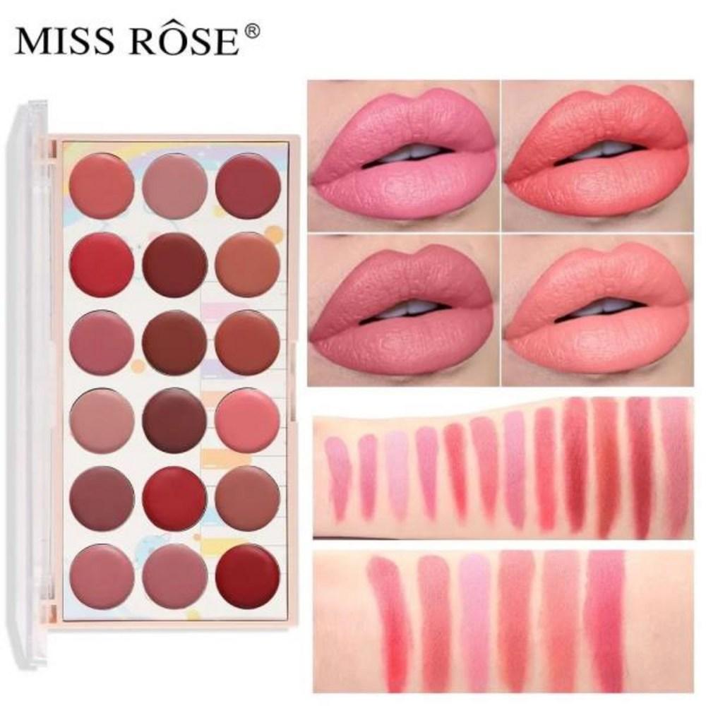 Miss Rose Beauty Natural Nude Moisturizing Non-Stick Cup Lipstick Palette Long Lasting Waterproof Matte Set 18 Colors, MISS ROSE7301-006, 1 Piece