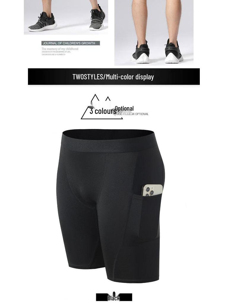 Men's High Elastic Quick-Dry Basketball Fitness Shorts with Pockets