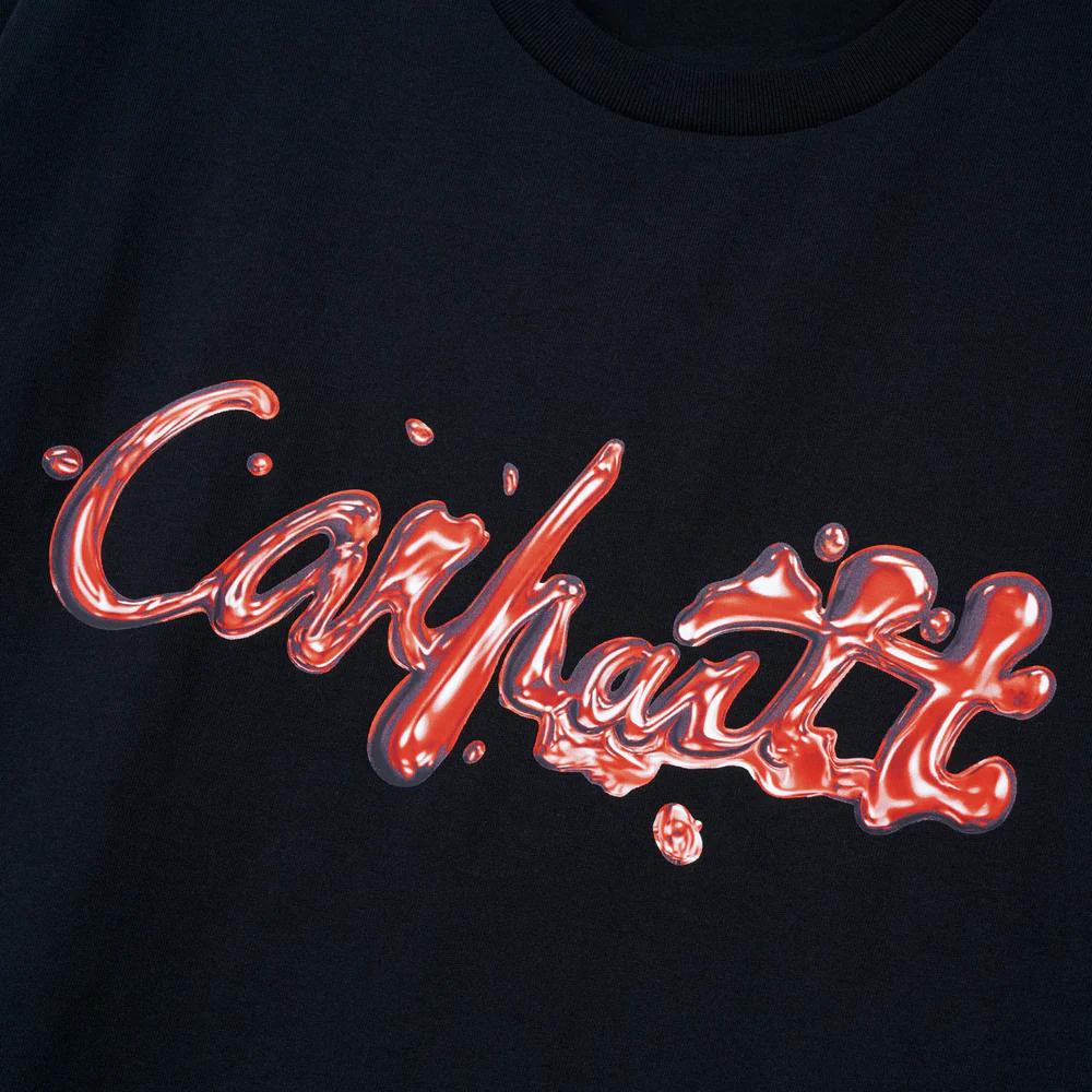 Carhartt WIP FW25 S/S Футболка Emerson - Черный 3D Эффект Принт Буквами Свободный Повседневный Удобный Короткий Рукав Футболка Мужские топы A252032-89-XX
