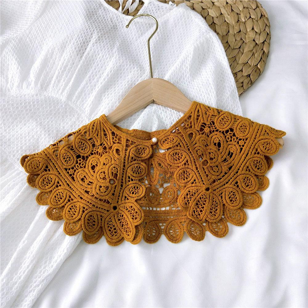 Полый хлопок для женщин, женская одежда, швейная шаль, аппликация, поддельный воротник, кружевной вырез, украшение для одежды, съемный воротник