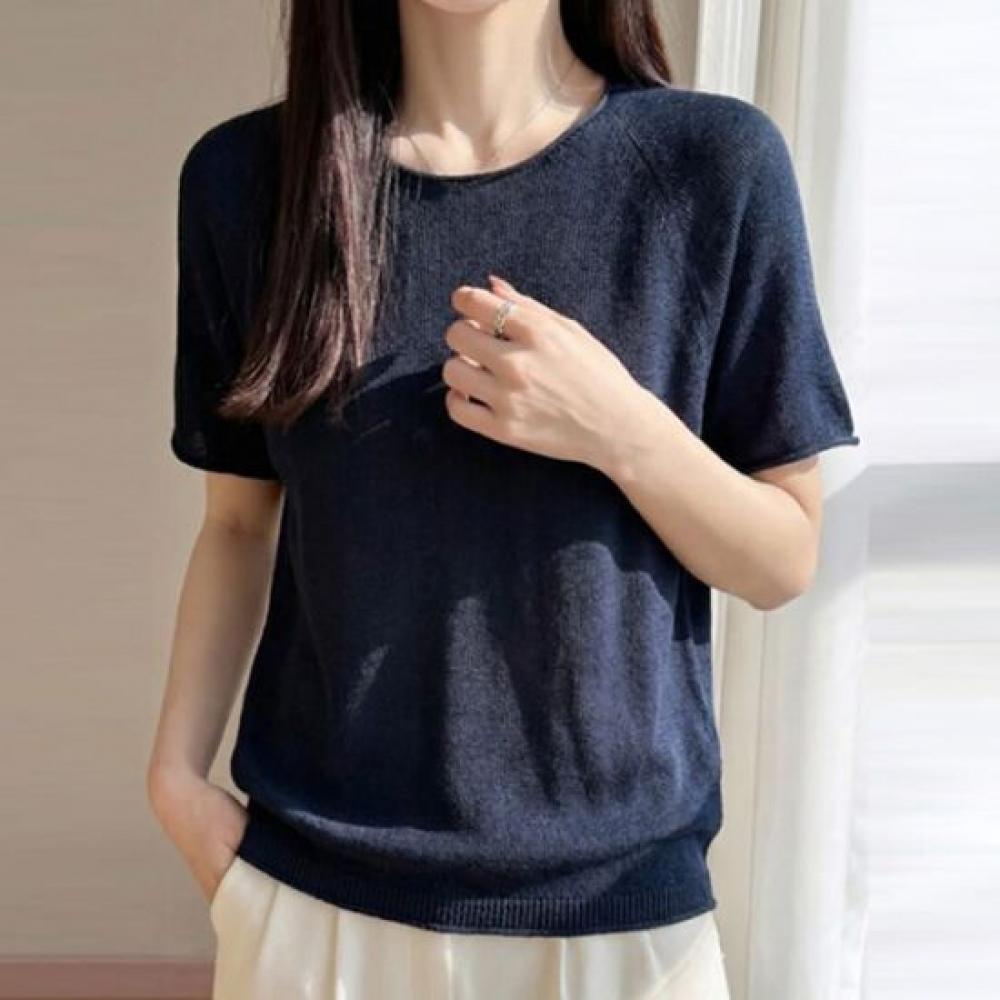 Navava Women Daily Simple Round Neck Short Sleeve Knit Nk3697