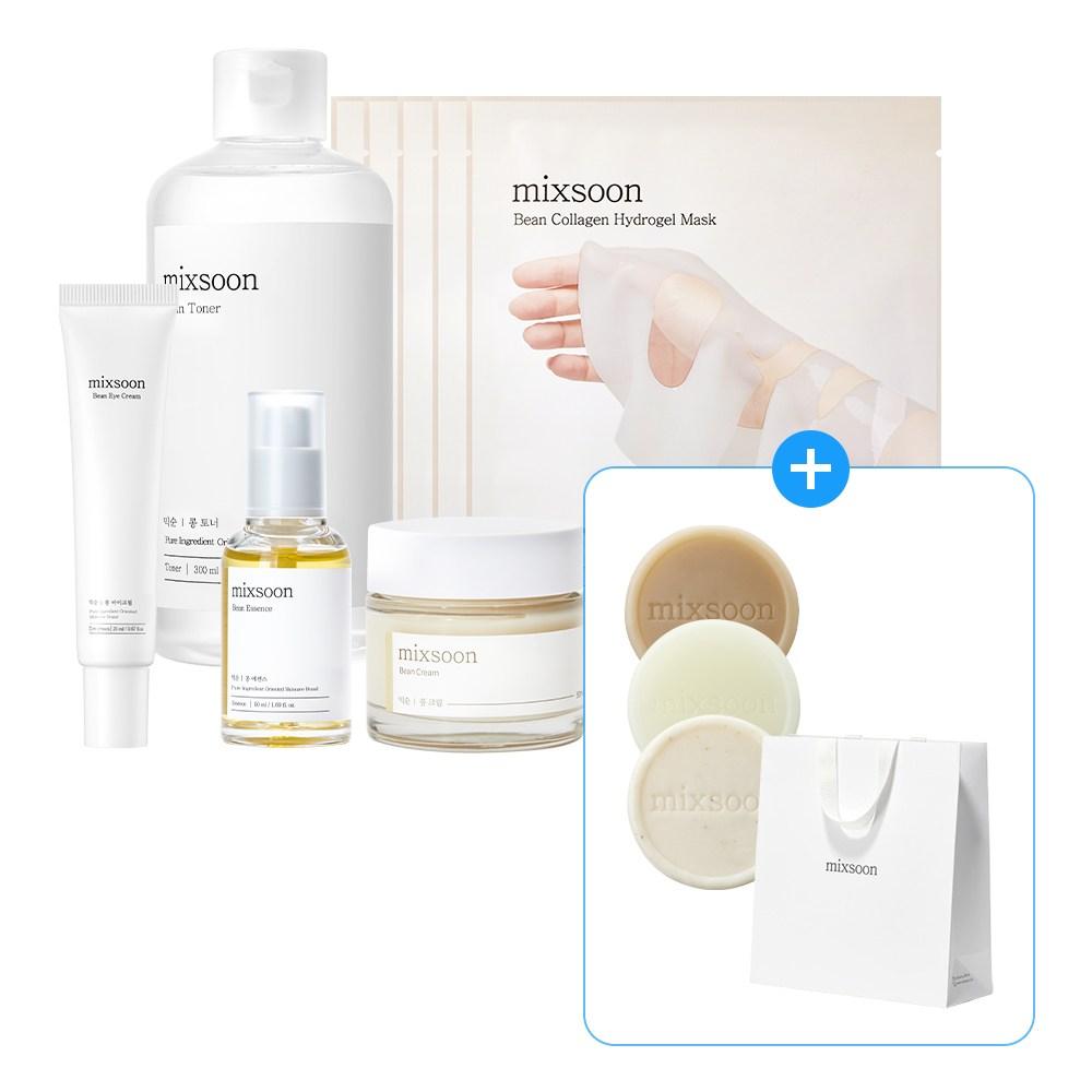 Mixsoon Soy Line 5-Piece Set: Toner 300ml, Essence 50ml, Cream, Eye Cream 20ml, Hydrogel Mask (5 Sheets) 1 Set