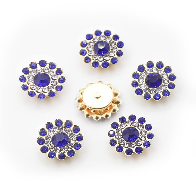 100pcs 14mm Round Plum Blossom Drill Triple Diamond Buckle Multicolor Flower Beads Round DIY Hair Accessories Colorful Double Layer Flower Rhinestones