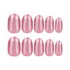 24 Pieces French Cat's Eye Nail Piece, Wearing Nail Art, Pink Purple Short Round Wearing Fake Nails