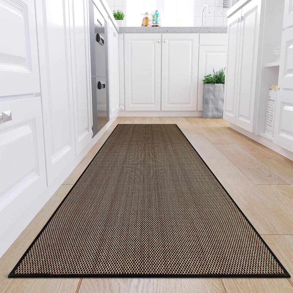 Japanese Style Super Absorbent Kitchen Floor Mat Soft Long Linen Weave Bath Mat Washable Thickened Kitchen Rug Living Room
