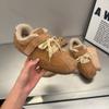 Модные повседневные женские туфли с перекрестными шнурками 2026 Осень Зима Новые уличные нескользящие удобные кроссовки Плюшевые утолщенные теплые хлопковые туфли
