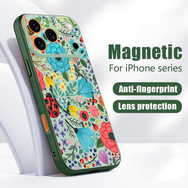 Чехол с цветочным узором 'Лавандовый Пион Роза' Для iPhone 17 Pro Max Funda iPhone 16 15 14 13 Pro Max Магнитный Для Magsafe Гибридный Тонкий Матовый Чехол