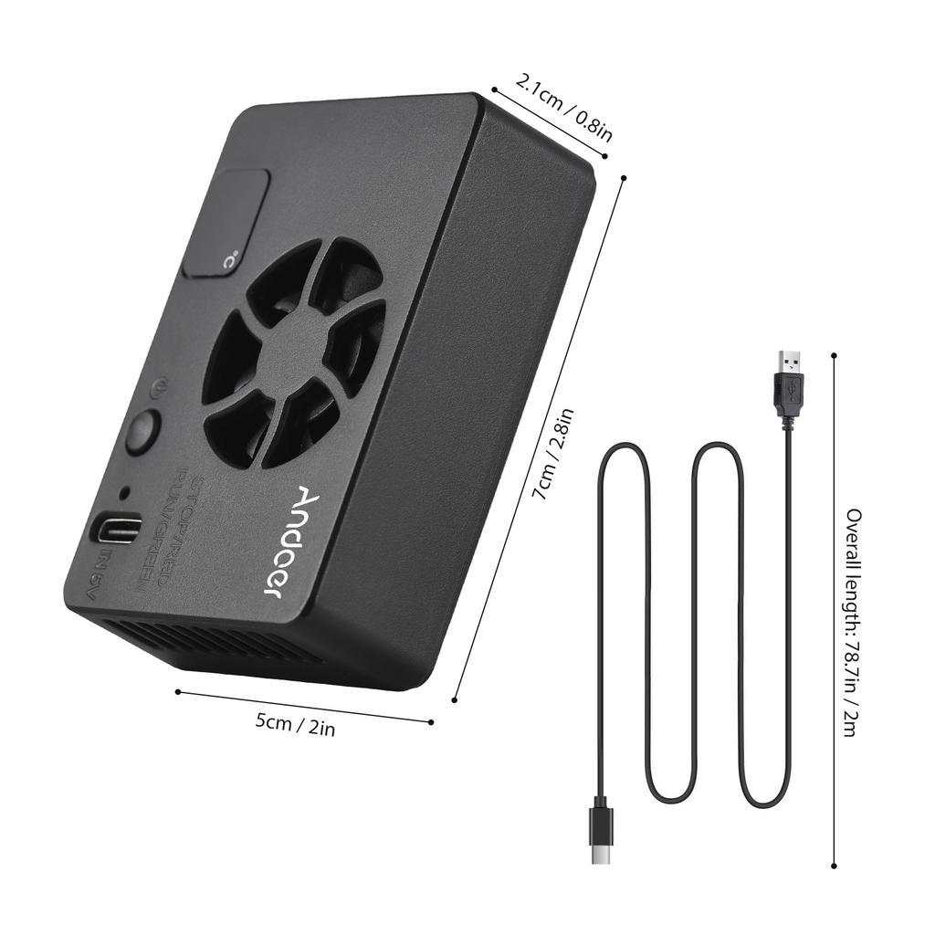 Andoer FS-06 Camera Cooling Fan External Cooling System with OLED Display 8pcs Mounting Adapter