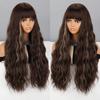 LISI HAIR Orange Color Women Fashion Long Wavy Wig with Bangs Synthetic Fiber Women Daily Wear Cosplay Wavy Wig