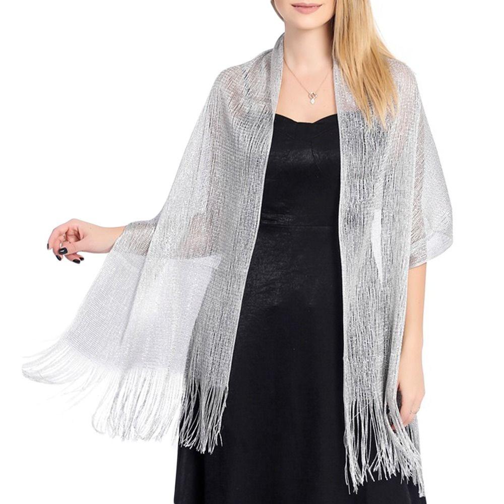 Bridesmaid Temperament Golden Silvery Wire Bridal Shawls Wedding Scarf Dresses Shawls Evening Scarf